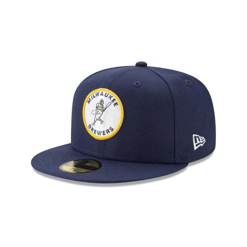 MLB Milwaukee Brewers Logo Pack 59Fifty Fitted (PLV1283) - Blue New Era Caps